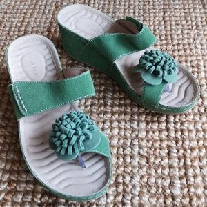 David Tate suede thong wedges